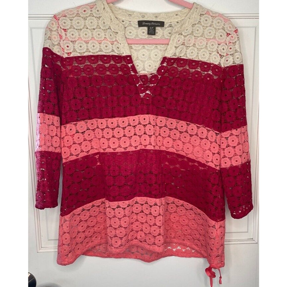 Tommy Bahama Women's Size S Crochet Lace Top Stretch Pullover Coverup - Picture 3 of 10